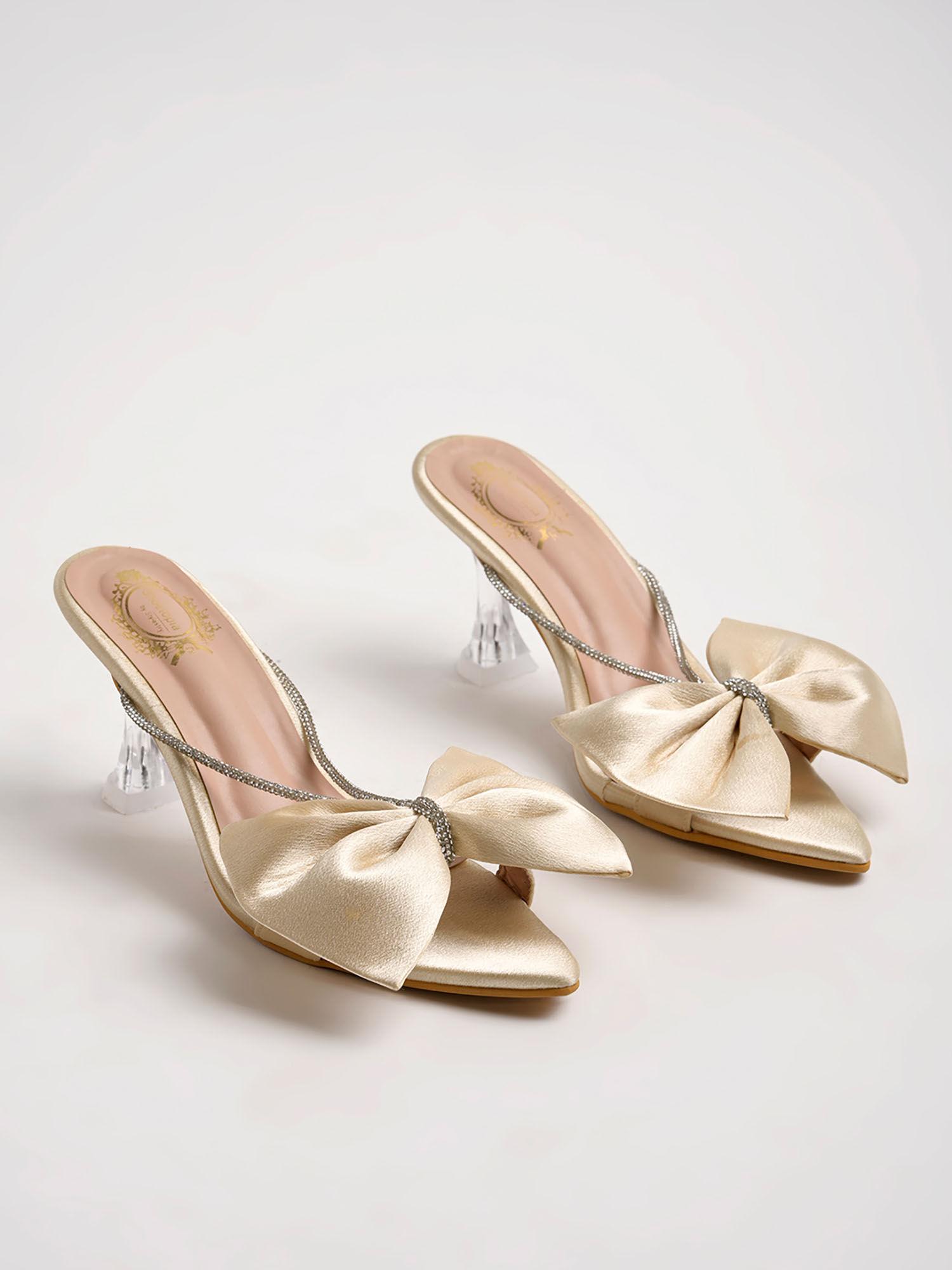 stylish western embellished golden heels for women & girls