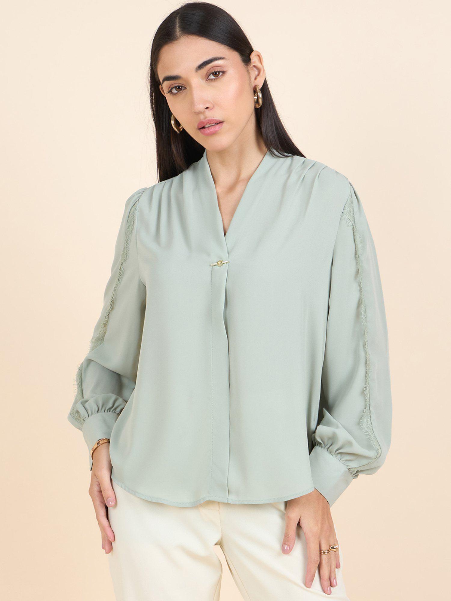 stylish women top collection full sleeves green