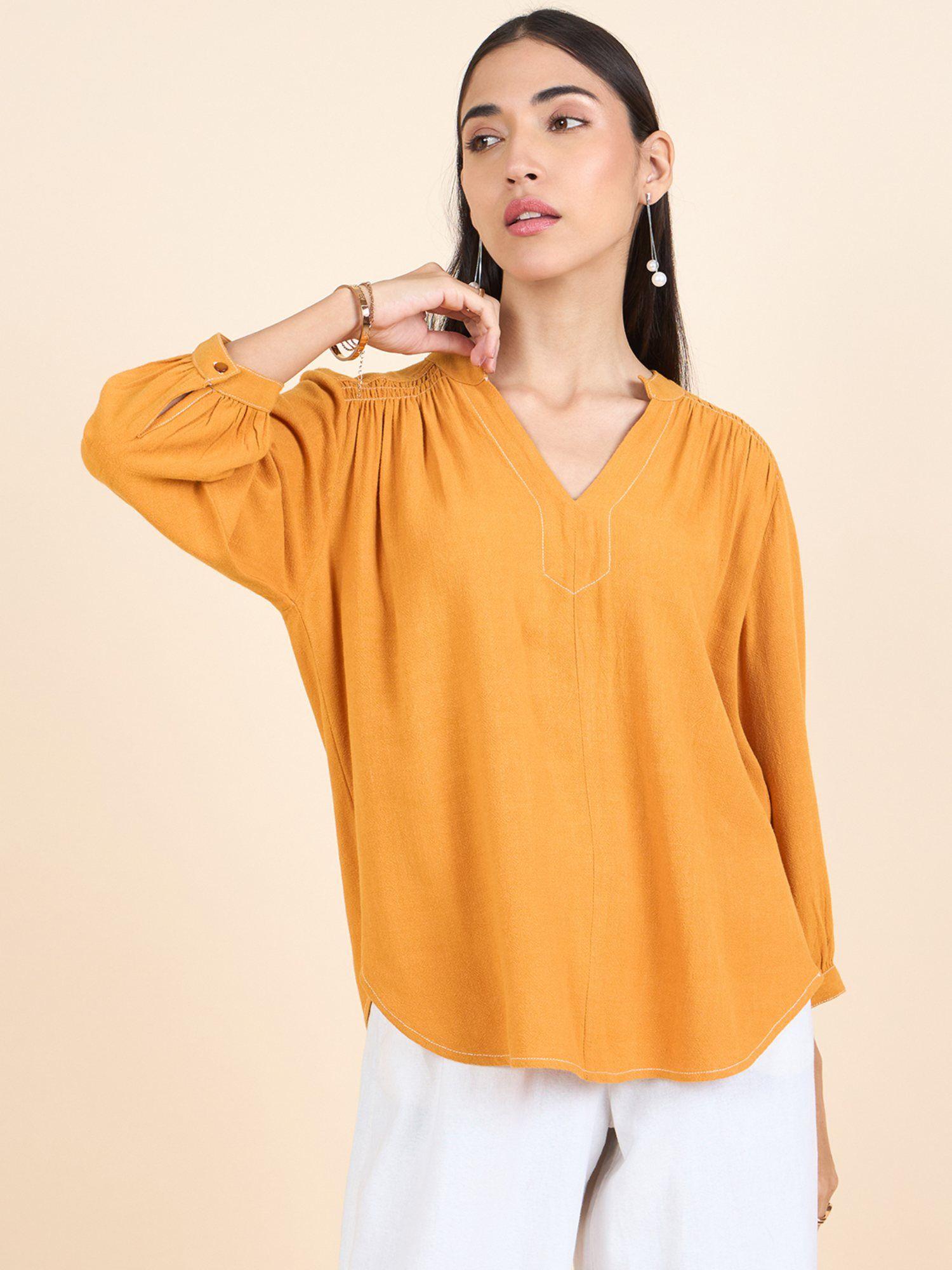 stylish women top collection full sleeves orange