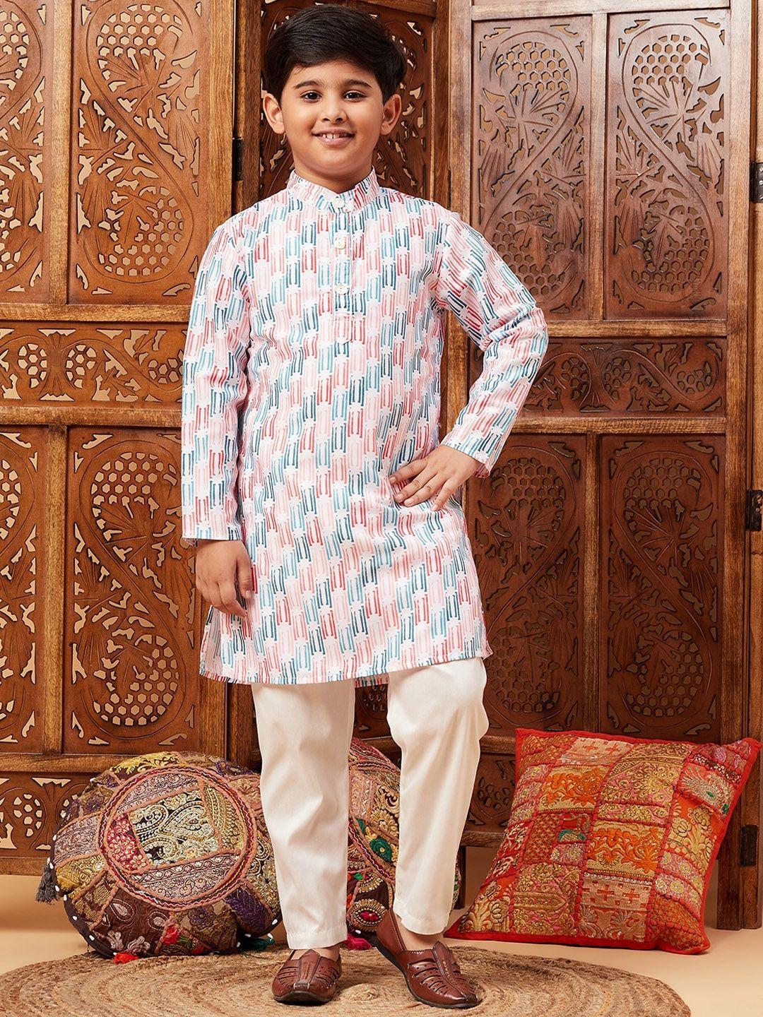 stylo bug boys abstract printed kurta with trousers