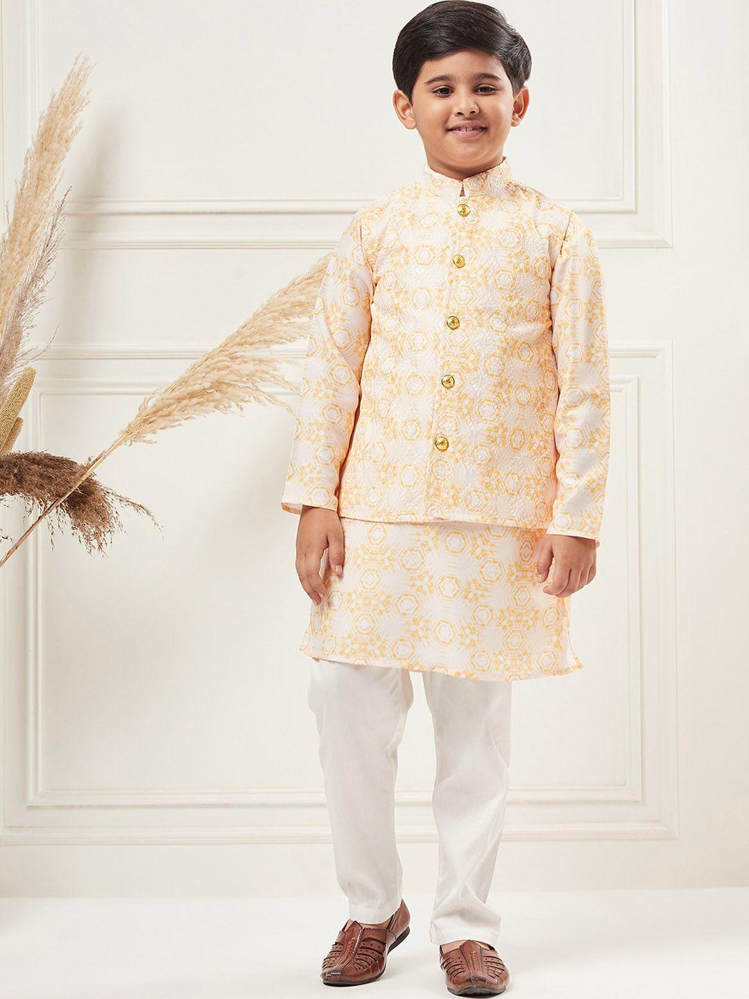 stylo bug boys ethnic motifs printed regular kurta & pyjamas with nehru jacket