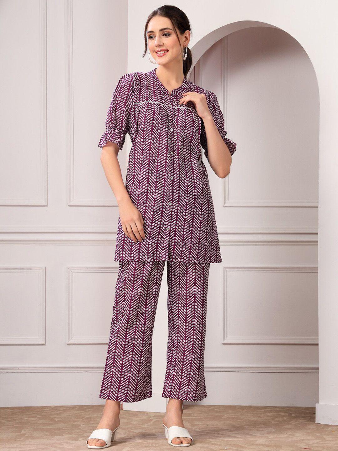 stylum printed longline shirt with trousers co-ords