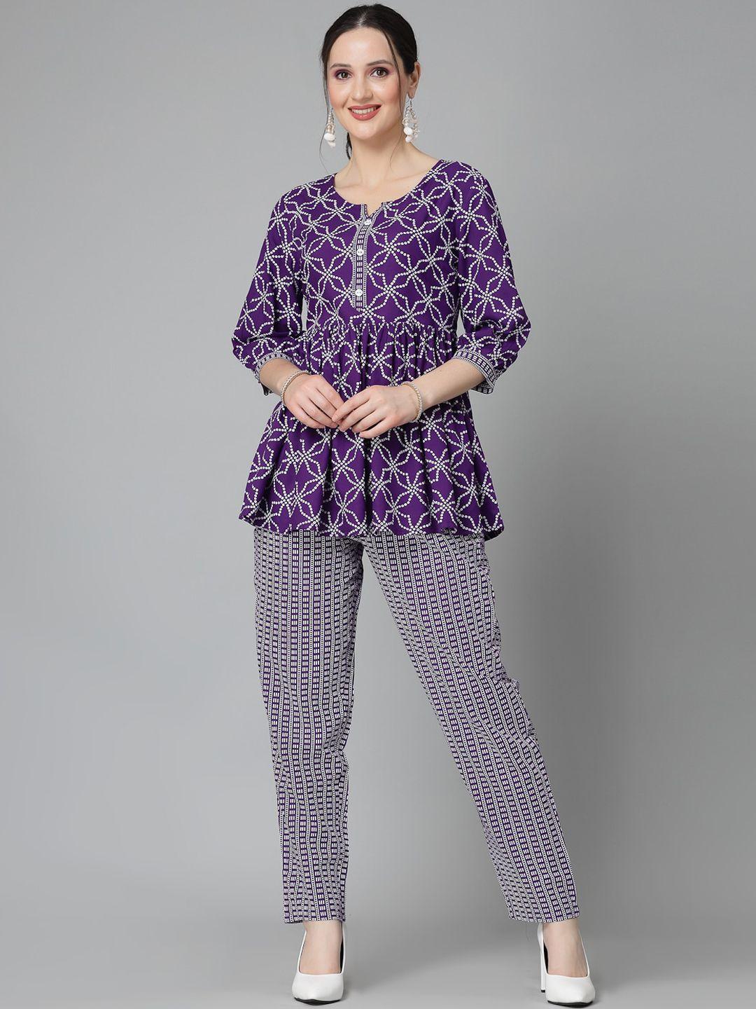 stylum printed top with trouser