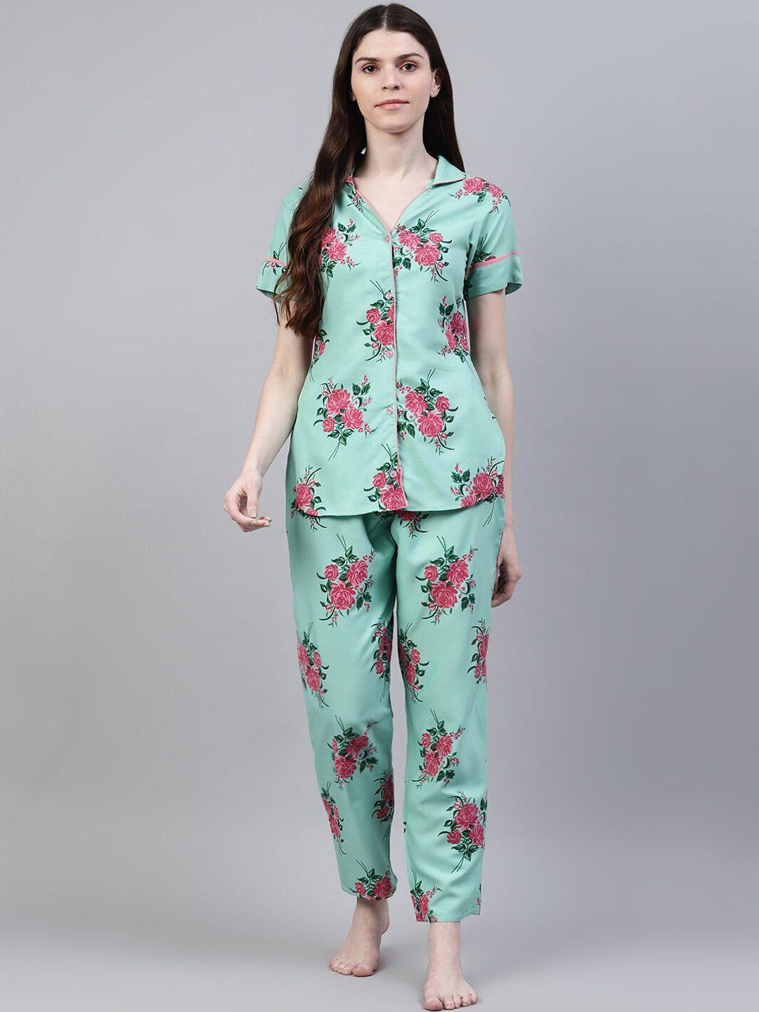 stylum women 2 pieces floral printed night suit