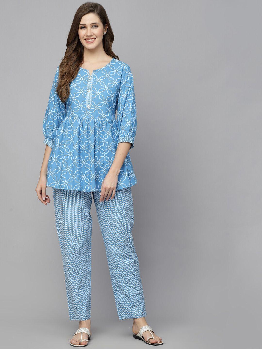 stylum women printed top with trouser co-ords