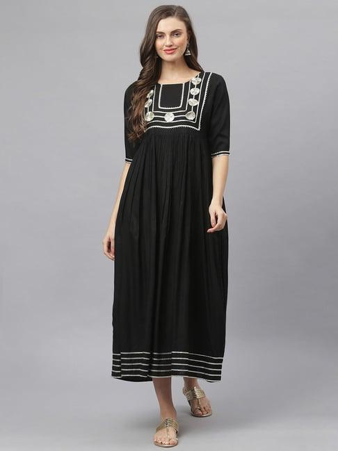 stylum black zari work a-line dress