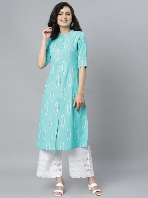 stylum blue printed a line kurta