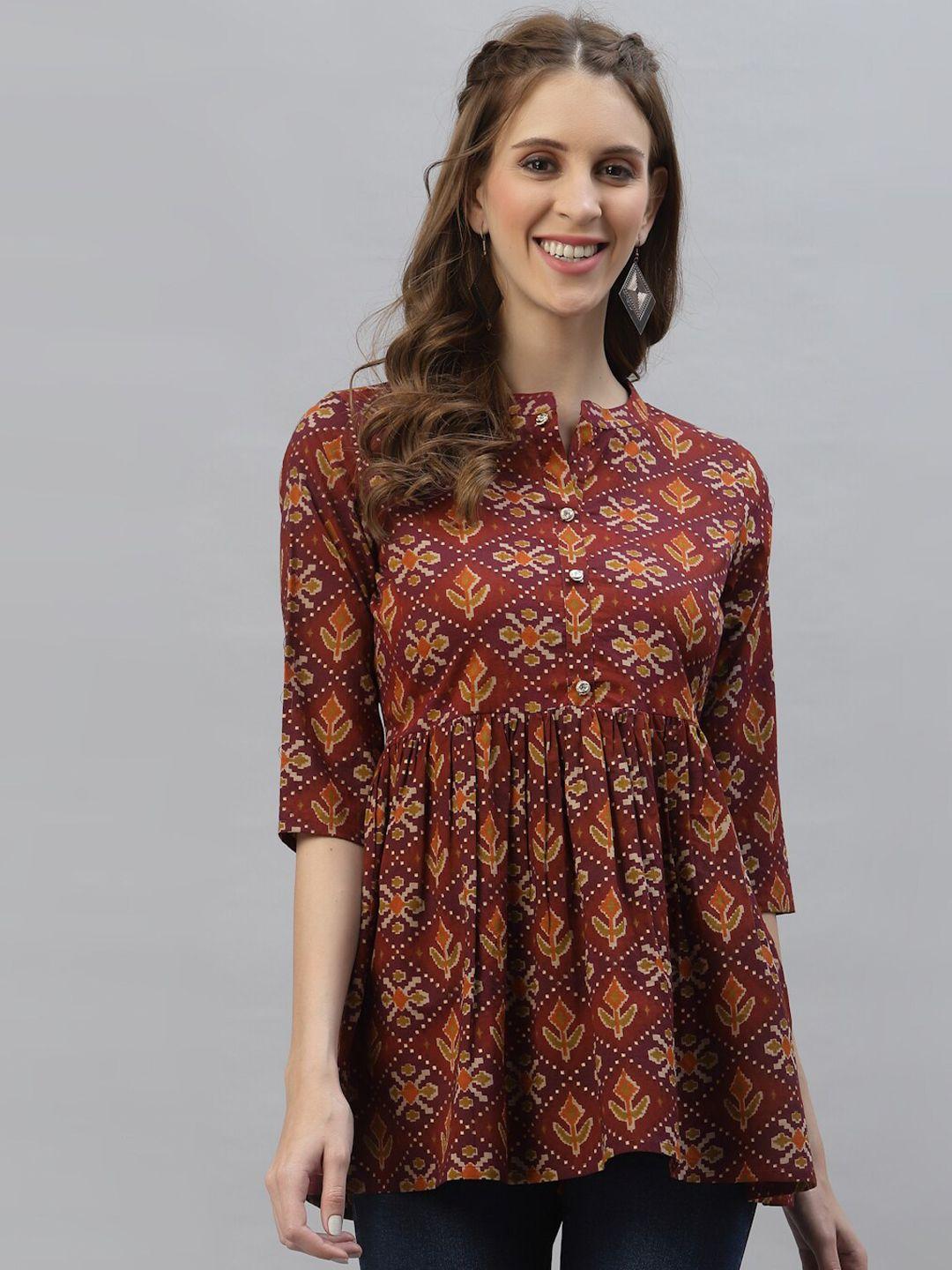 stylum brown & ganache ethnic print top