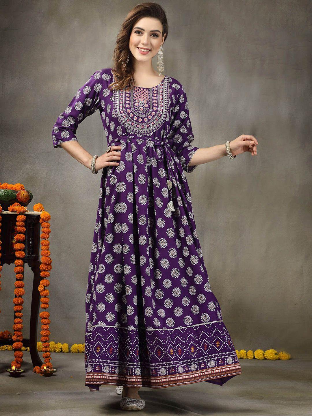 stylum ethnic motifs printed gown maxi ethnic dress