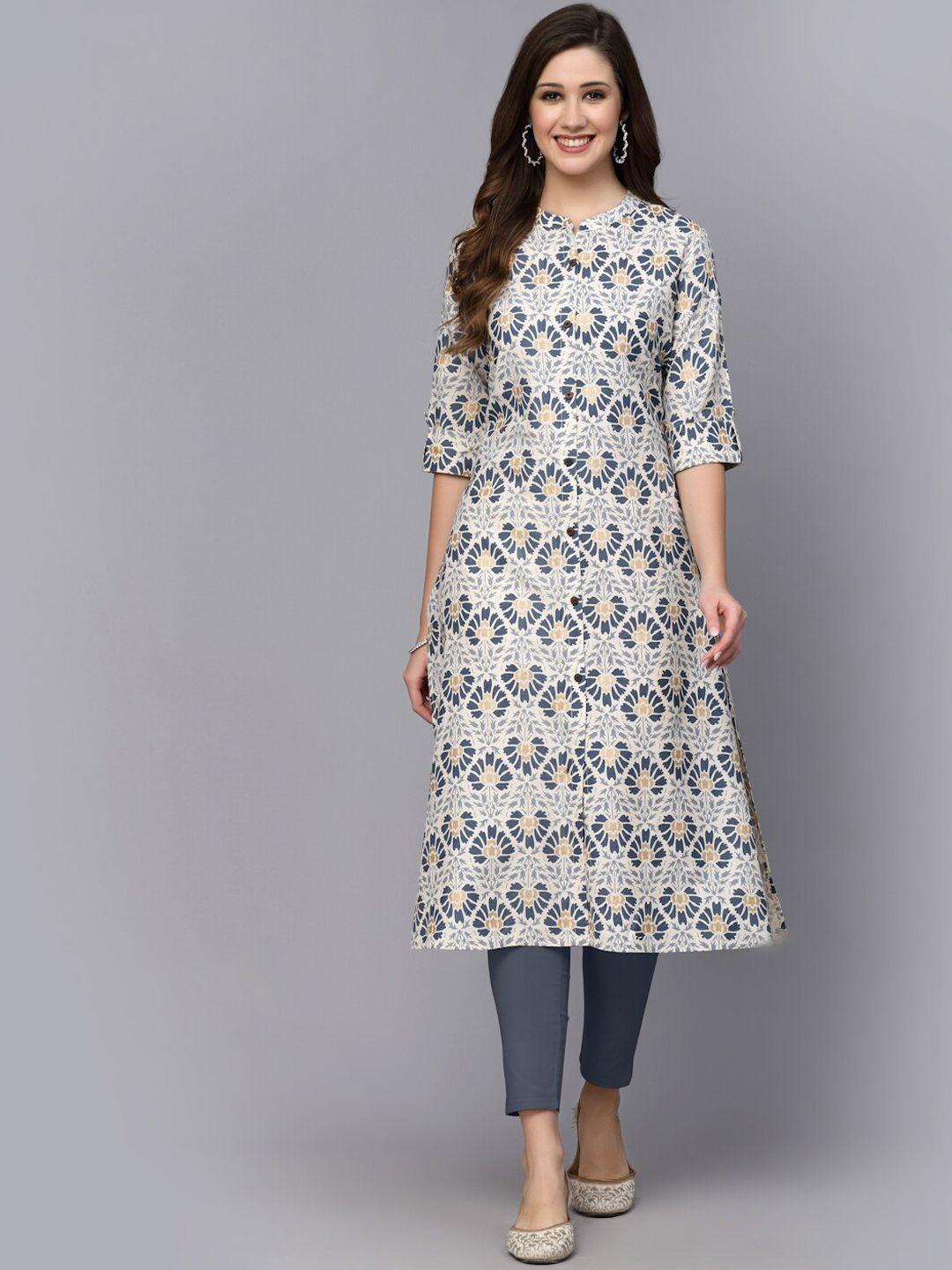 stylum floral printed band collar a-line kurta