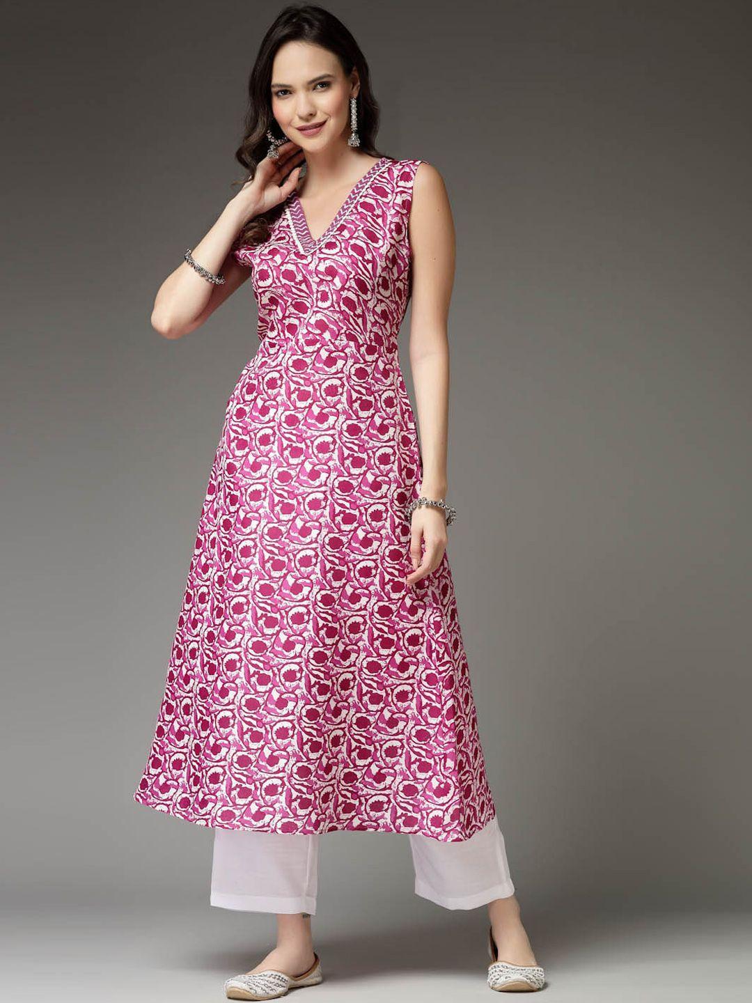 stylum floral printed v-neck a-line kurta