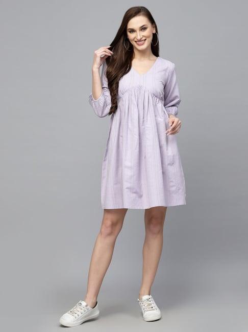 stylum lilac striped a-line dress