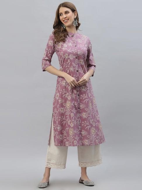 stylum mauve floral print a-line kurta