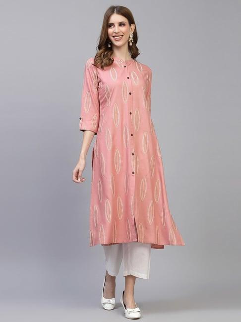 stylum peach printed a-line kurta