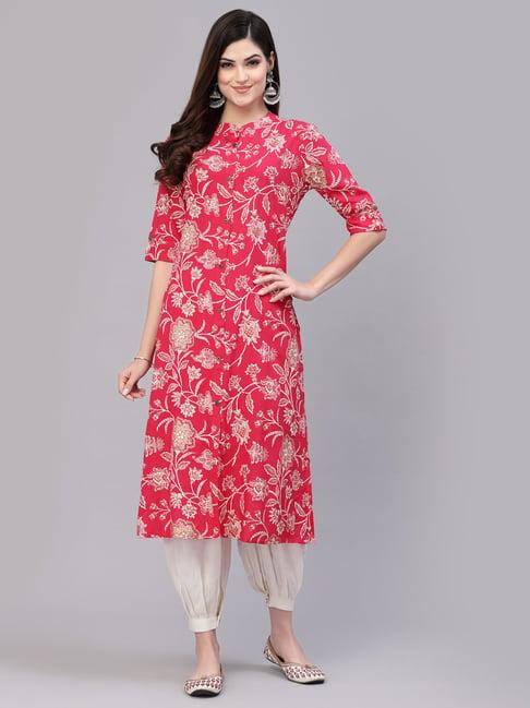 stylum pink floral print a-line kurta