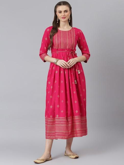 stylum pink printed a-line kurta