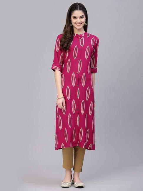 stylum pink printed a-line kurta