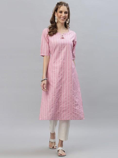 stylum pink striped straight kurta