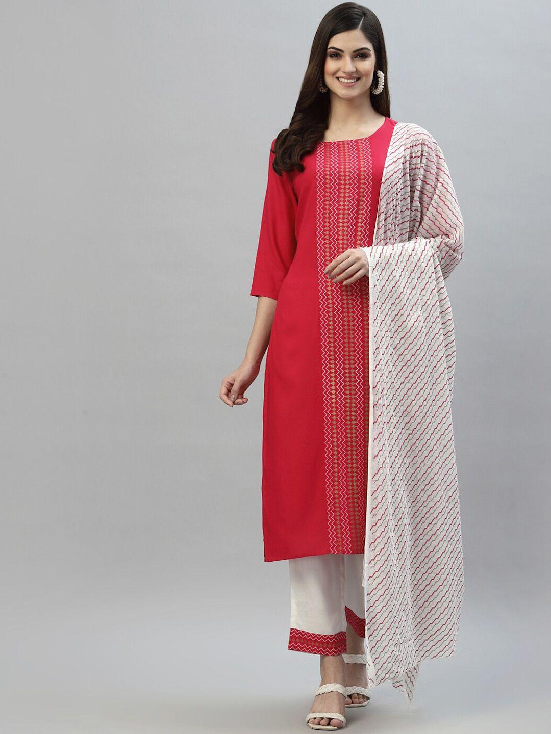 stylum printed kurta with trousers & dupatta