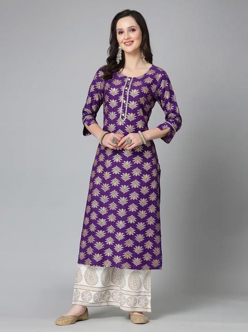 stylum purple printed straight kurta