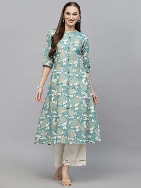 stylum turquoise printed a-line kurta