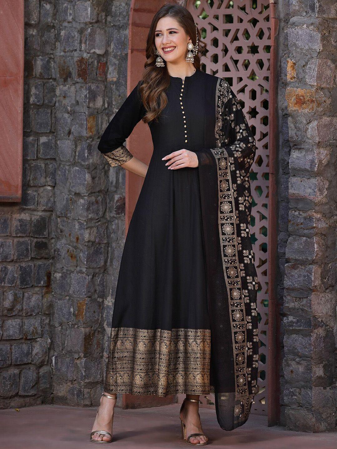 stylum women black ethnic motifs anarkali kurta