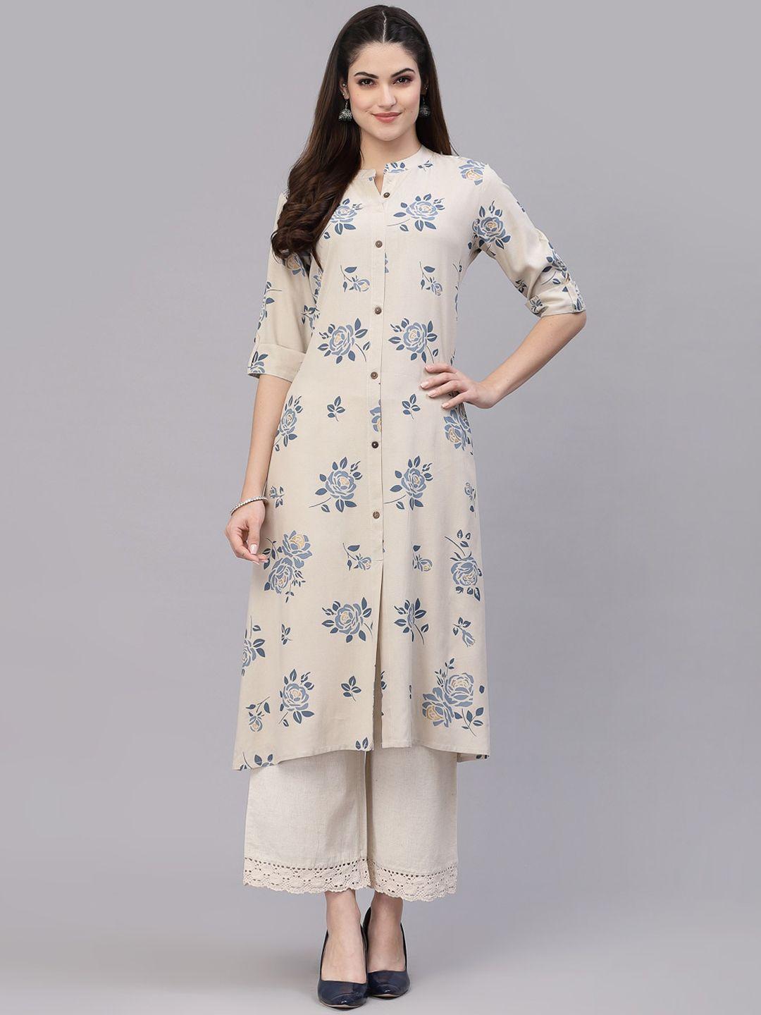 stylum women grey floral printed floral kurta