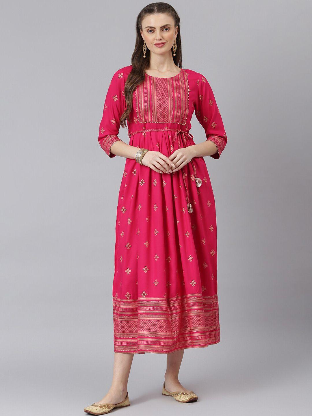 stylum women pink ethnic motifs printed anarkali kurta