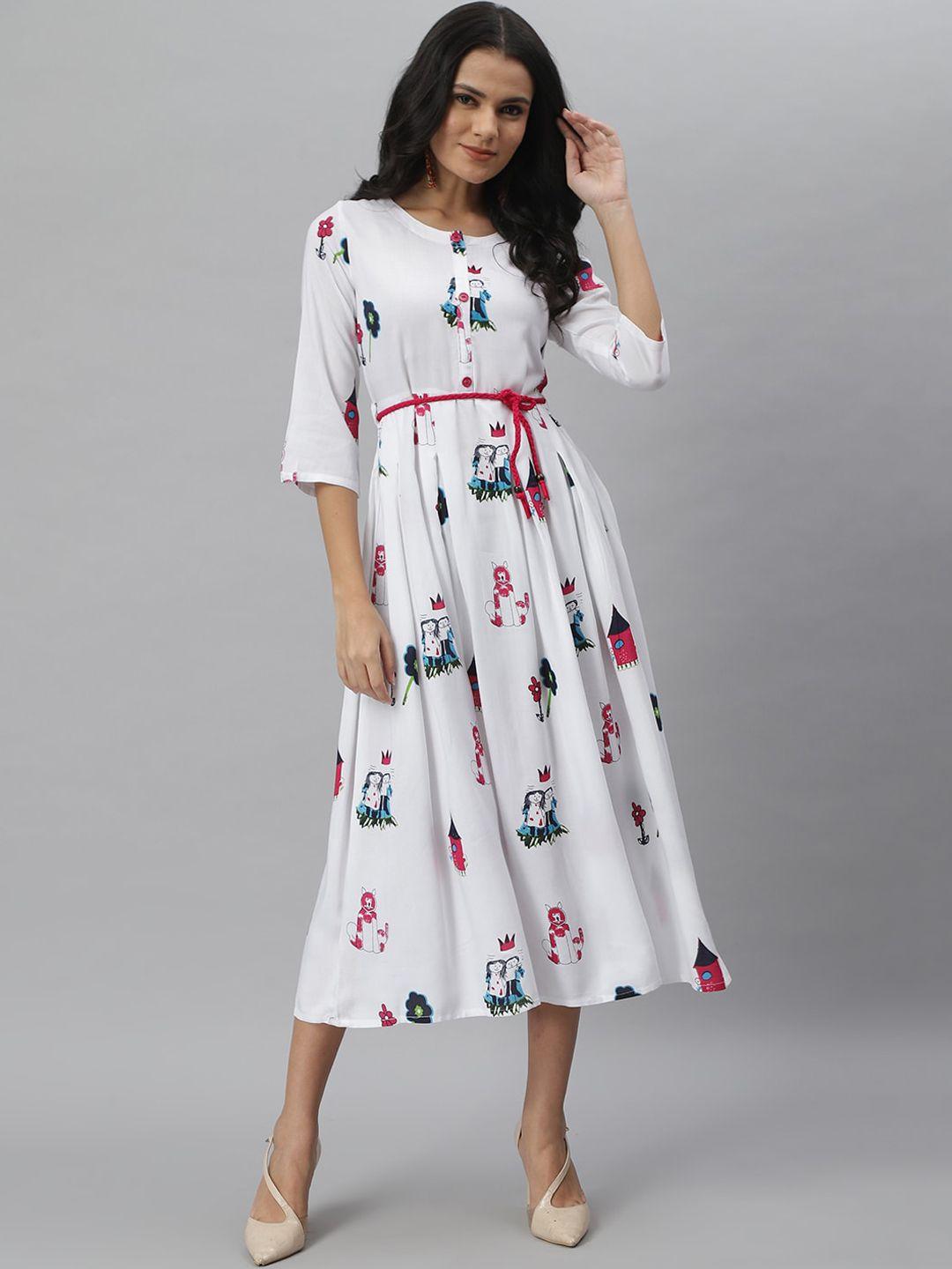 stylum women white & pink midi dress