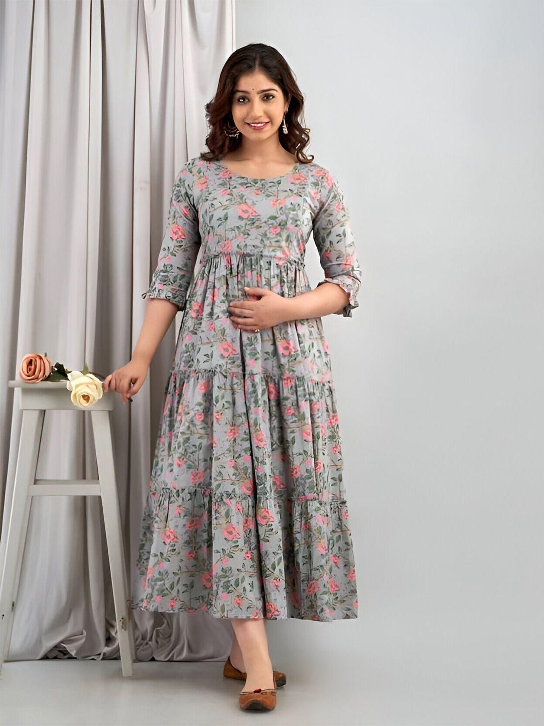 subh laxmi floral printed maternity anarkali kurta