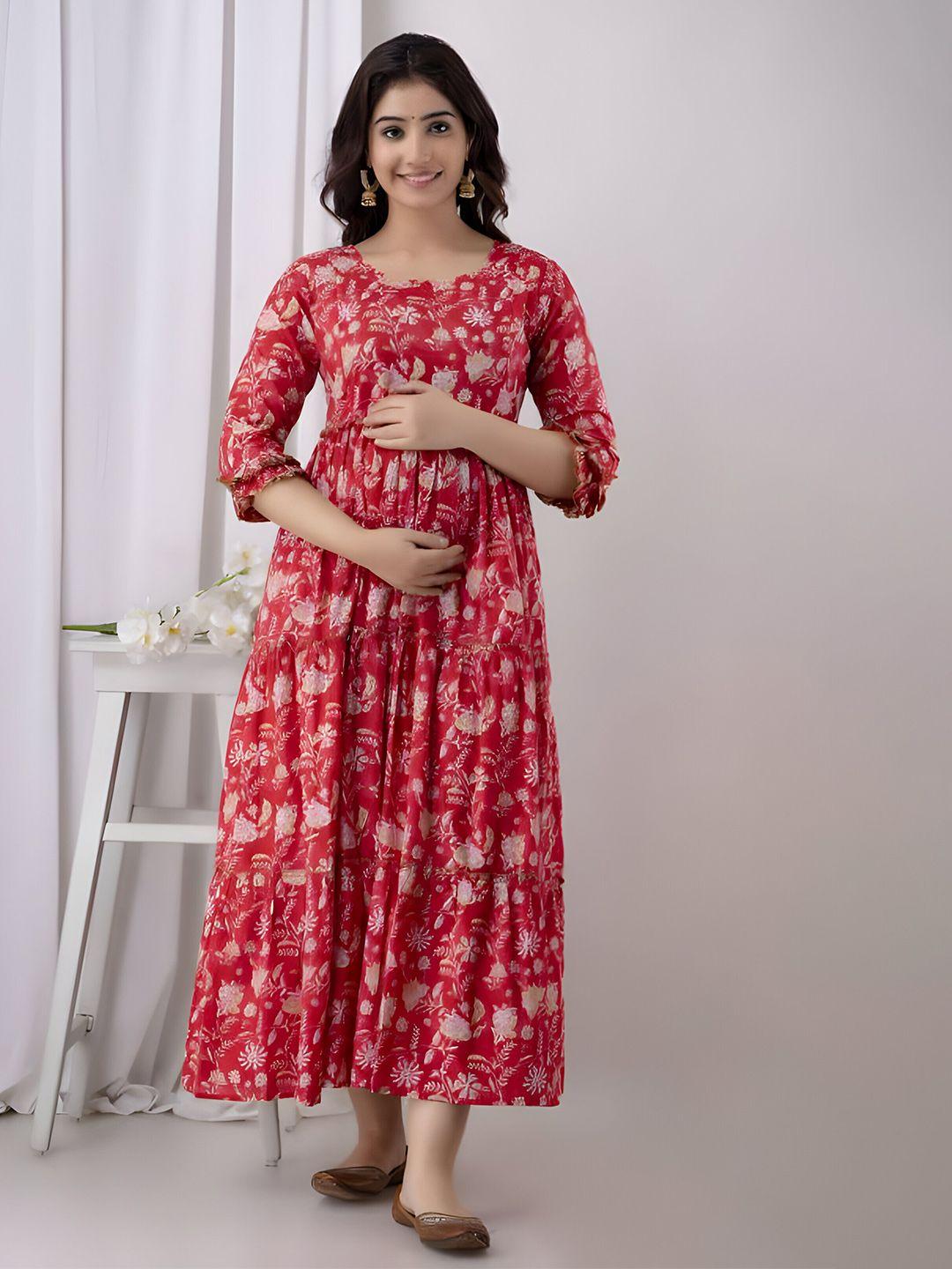 subh laxmi floral printed maternity ethnic dress