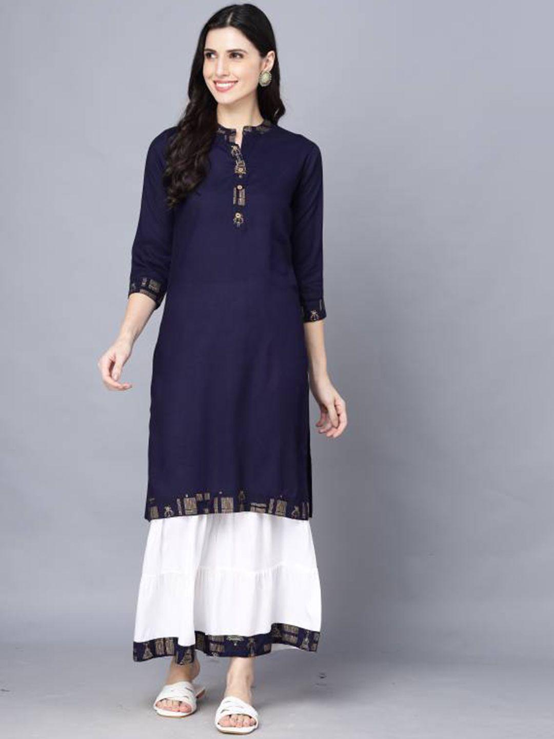 subh laxmi women yoke design regular kurta with sharara