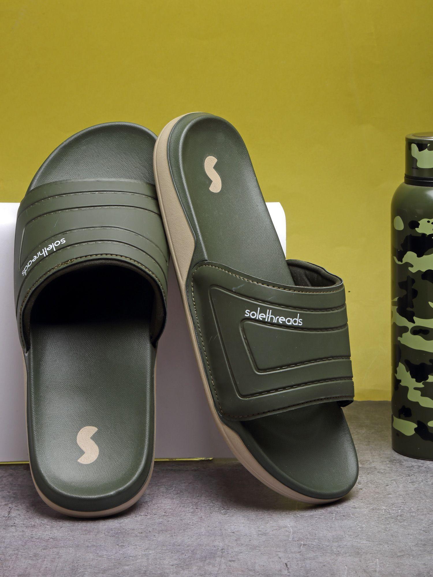 submerge dark olive solid/plain men slides