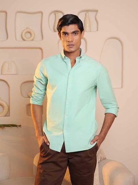 subtract light green slim fit shirt