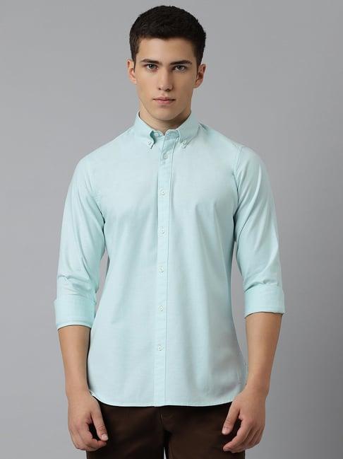 subtract pista green slim fit shirt