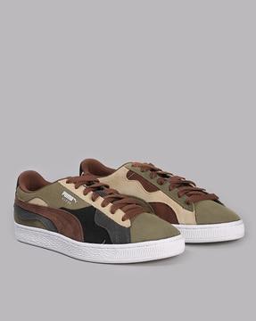 suede camowave lace-up sneakers