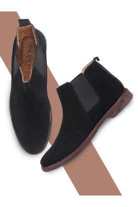 suede slip-on men's casual wear boots - black