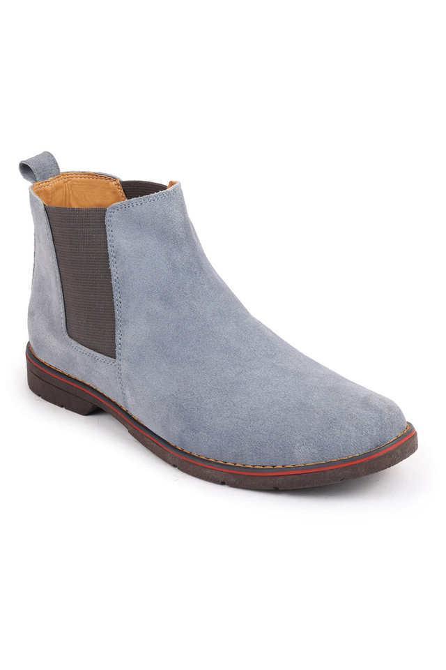 suede slip-on men's casual wear boots - sky blue