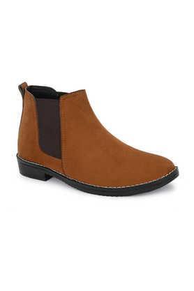 suede slip-on men's mid tops boots - tan