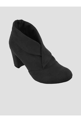 suede closed back womens party heeled boots - black