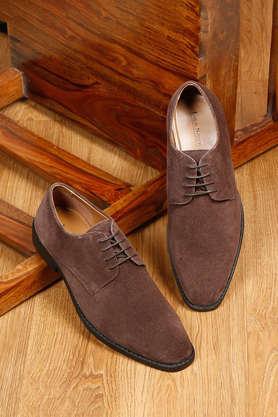 suede lace up men's casual shoes - brown