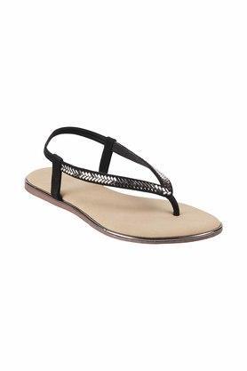 suede round toe slipon womens sandals - black