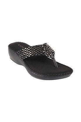 suede round toe slipon womens sandals - black