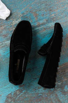 suede slip-on men's casual shoes - black