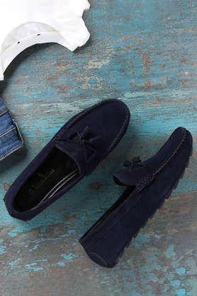 suede slip-on men's casual shoes - blue