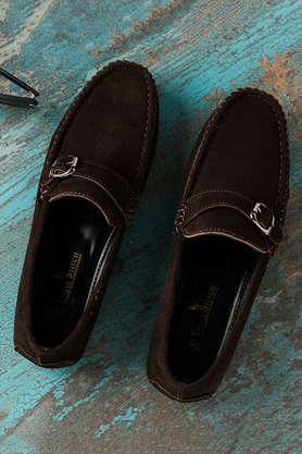 suede slip-on men's casual shoes - brown
