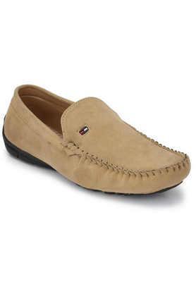 suede slip-on men's casual wear loafers - natural