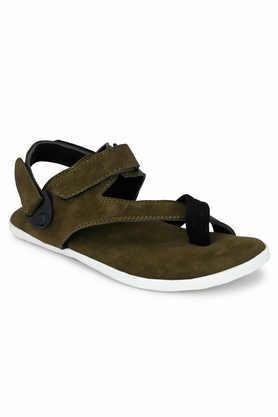 suede slip-on men's casual wear sandals - green