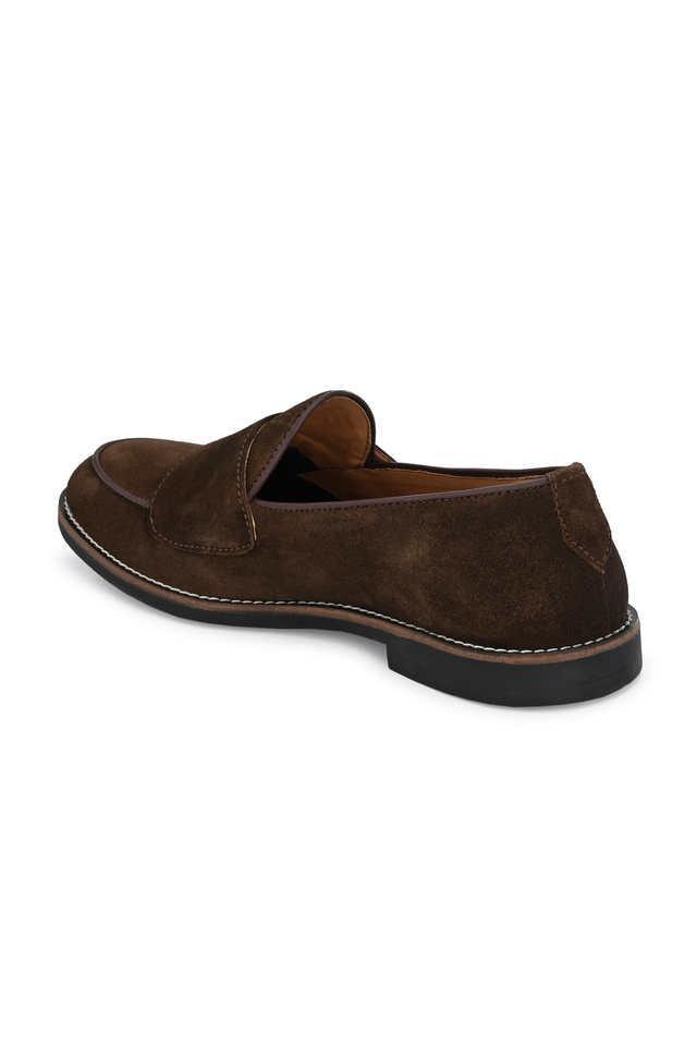 suede slip-on men's ethnic loafers - brown