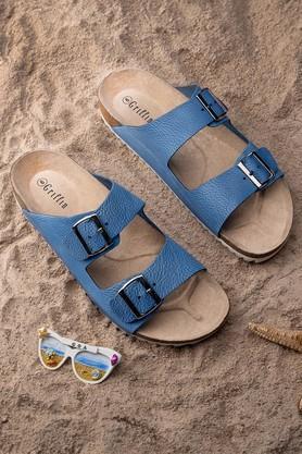 suede slip-on men's slides - blue